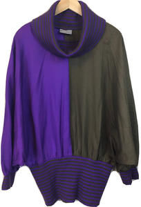 Vintage Harry Who Triangle Dress Top Purple Gray 2 Tone Turtle Neck Silk Top
